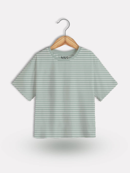 Soft Gray Striped Kids T-Shirt