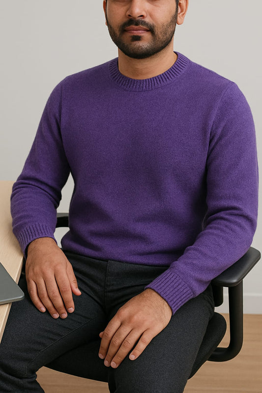 Classic Crewneck Knit Sweater – Royal Purple