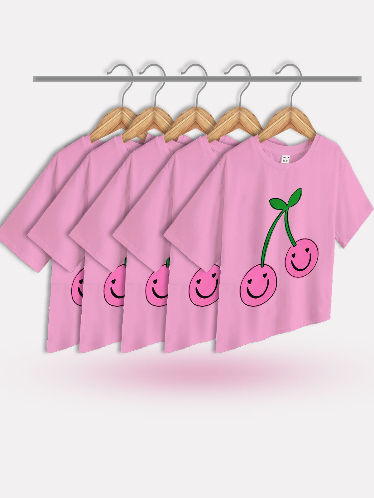 Pink Cherry Smiley Kids T-Shirt