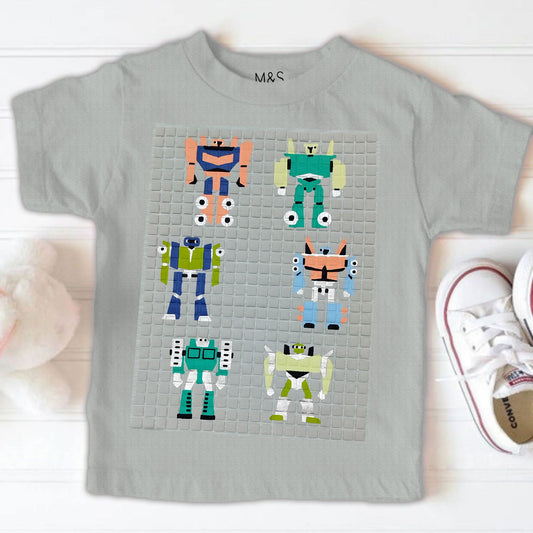Colorful Robots Kids T-Shirt