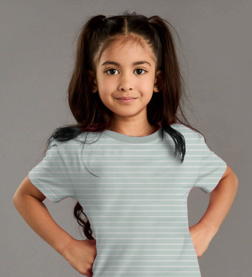 Soft Gray Striped Kids T-Shirt