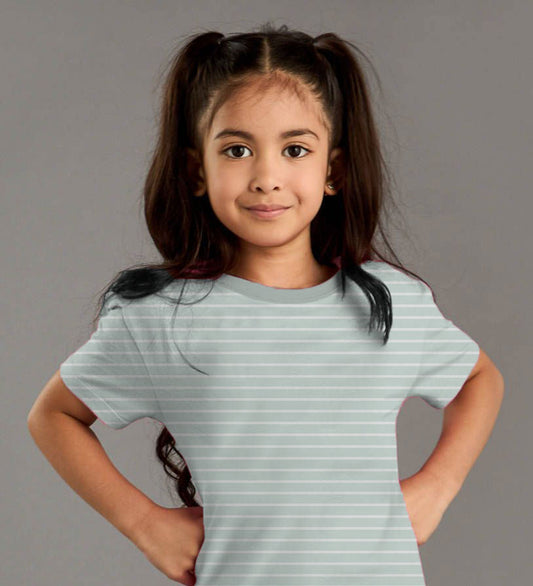 Soft Gray Striped Kids T-Shirt