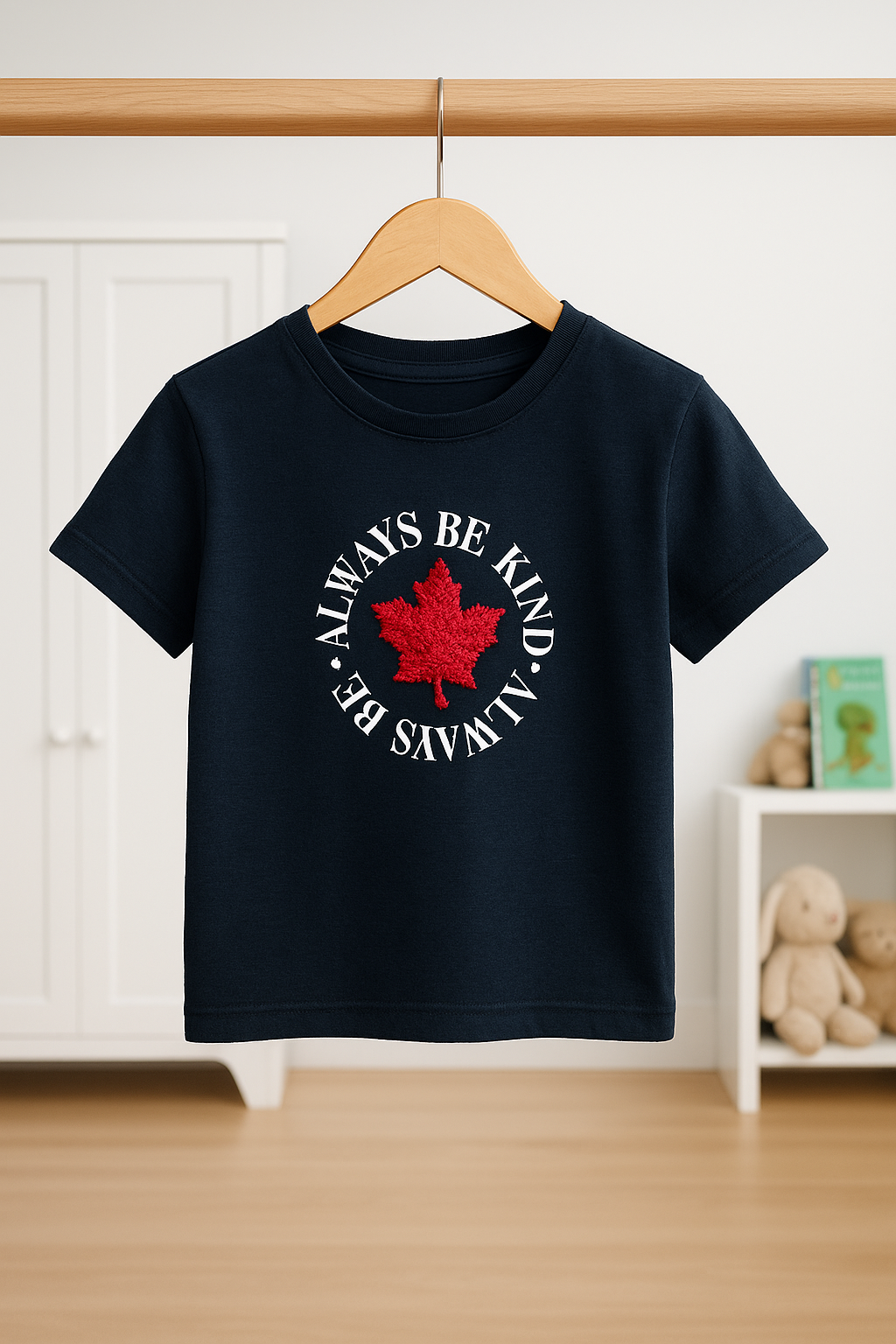 Kids’ Premium Black T-Shirt with Red Fur Star