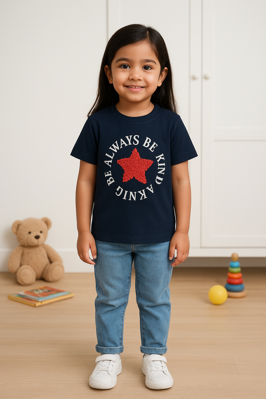 Kids’ Premium Black T-Shirt with Red Fur Star