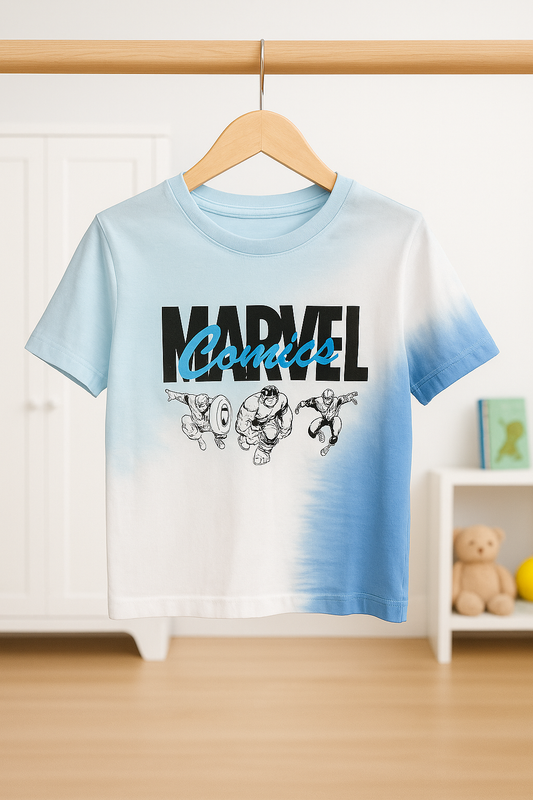 Marvel Comics Kids’ Ombre T-Shirt – Blue & White Gradient