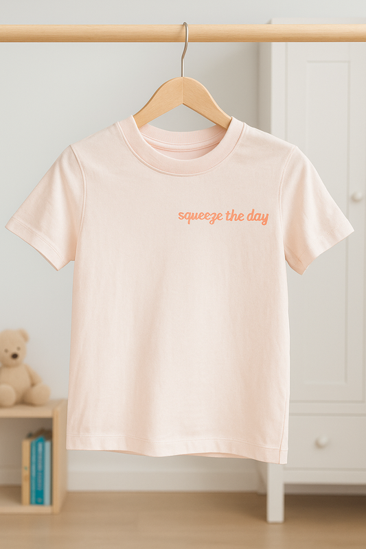Kids’ “Squeeze the Day” Graphic T-Shirt – Soft Peach