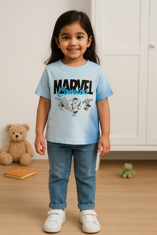Marvel Comics Kids’ Ombre T-Shirt – Blue & White Gradient